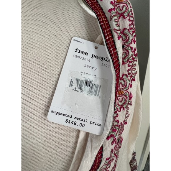 NWT Free People Ivory Drop-Waist Peasant Dress Size Small - Picture 9 of 10